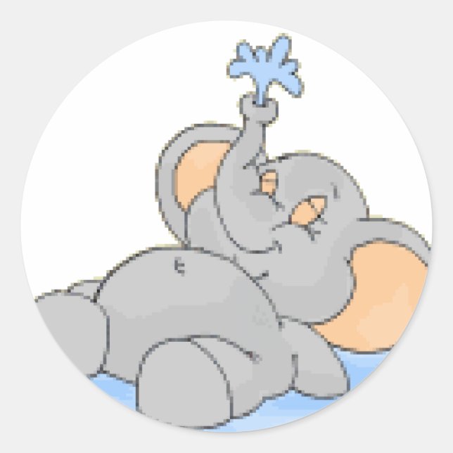 Pegatina Redonda Jugando en el agua (Anverso)