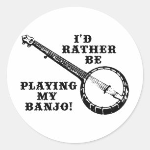 Pegatina Redonda Jugando mi banjo