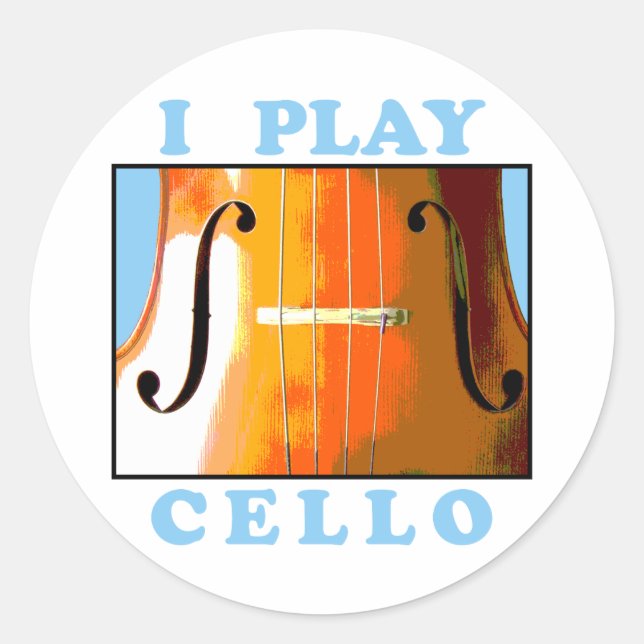 Pegatina Redonda Jugar a Cello (Anverso)