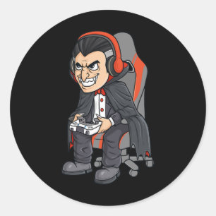 Pegatina Redonda Jugar al vampiro de Halloween asustar a los niños