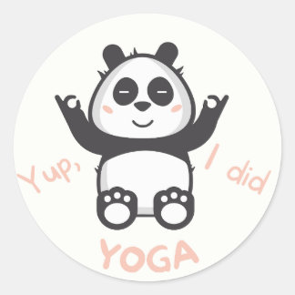 Pegatina Redonda Jugar al yoga como un panda