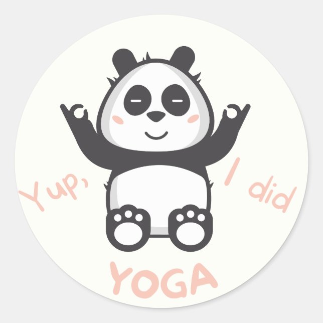 Pegatina Redonda Jugar al yoga como un panda (Anverso)
