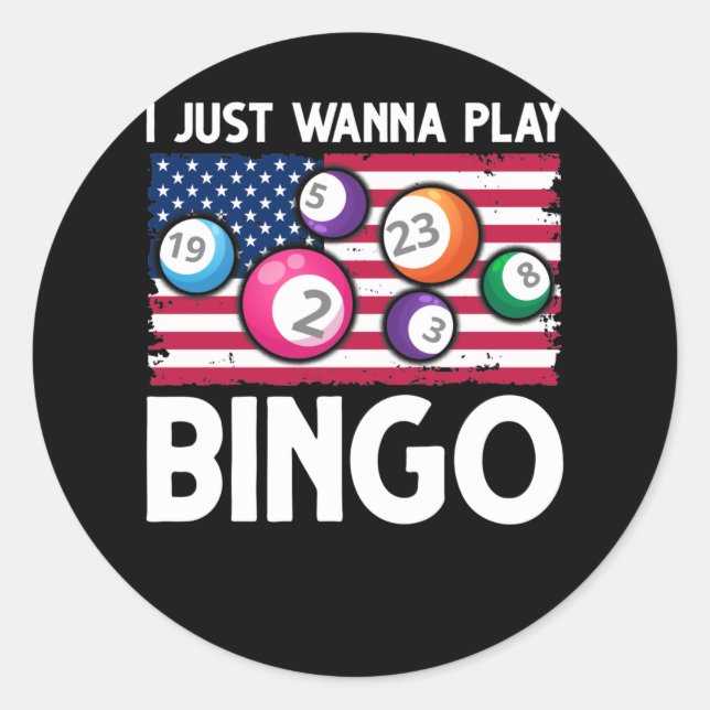 Pegatina Redonda Jugar Bingo Bandera Americana Bingo Funny (Anverso)