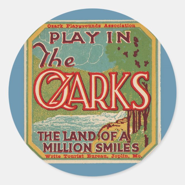 Pegatina Redonda Jugar en la tierra de OZARKS de un millón de sonri (Anverso)