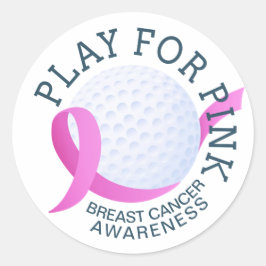 Pegatina Redonda Jugar Para Concienciación Sobre El Cáncer De Mama 