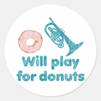 Pegatina Redonda Jugarán Mellophone por los donuts