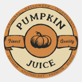 Pegatina Redonda jugo de calabaza de halloween