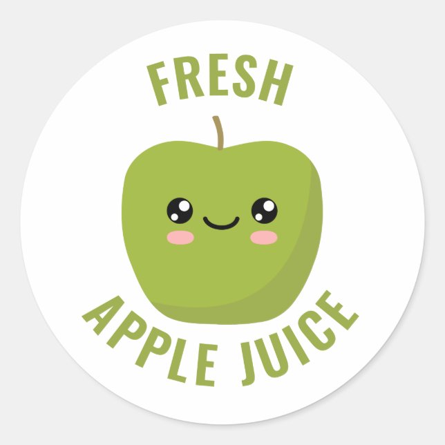 Pegatina Redonda Jugo de manzana fresco (Anverso)