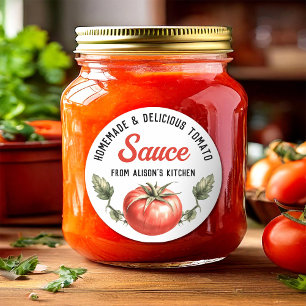 Pegatina Redonda Jugo de tomate enlatado estilo vintage personaliza