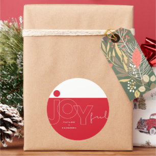 Pegatina Redonda Jugosos Navidades De Punto Rojo Grandes Y Audaces
