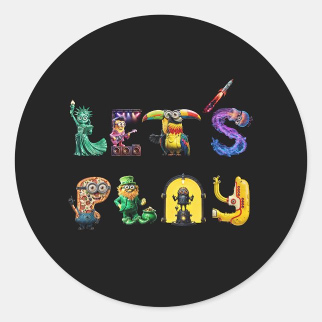 Pegatina Redonda Juguemos (Anverso)