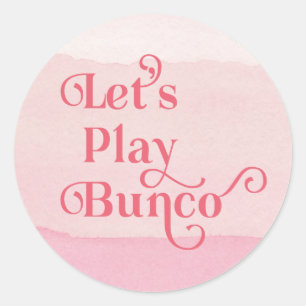 Pegatina Redonda Juguemos moderno rosado de Bunco