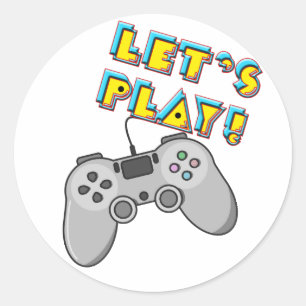 Pegatina Redonda Juguemos videojuegos