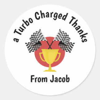 Pegatina Redonda Juguete Coche de Niño Favor de Cumpleaños 