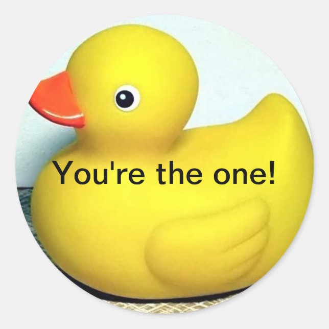 Pegatina Redonda Juguete de niños de duckie de caucho (Anverso)