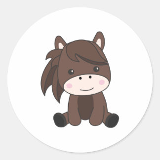 Pegatina Redonda Juguete De Ponía De Caballo Para Niños