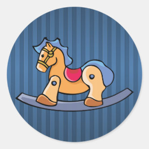 Pegatina Redonda Juguete Rocking Horse
