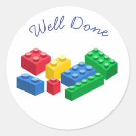 Pegatina Redonda Juguetes construyendo ladrillos coloridos niños