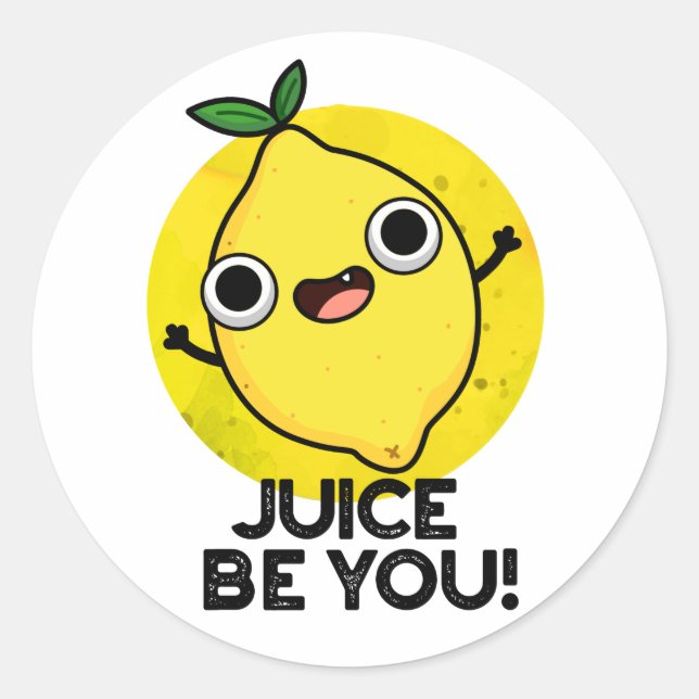 Pegatina Redonda Juice Be You Funny Posiit Fruit Lemon Pun (Anverso)