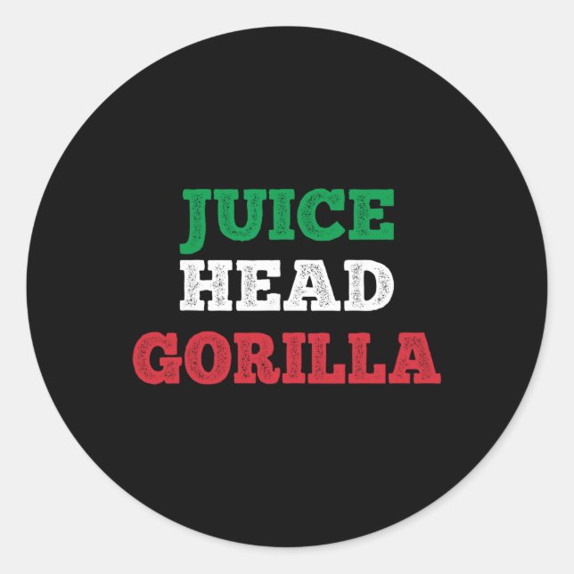Pegatina Redonda Juicehead Gorilla New Jersey Garden Nj Shore Itali (Anverso)