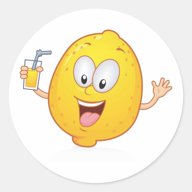 Pegatina Redonda Juicy Lemon Drink (Anverso)