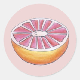 Pegatina Redonda Juicy Pink Grapefruit Citrus Fruto Desayuno