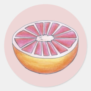 Pegatina Redonda Juicy Pink Grapefruit Citrus Fruto Desayuno