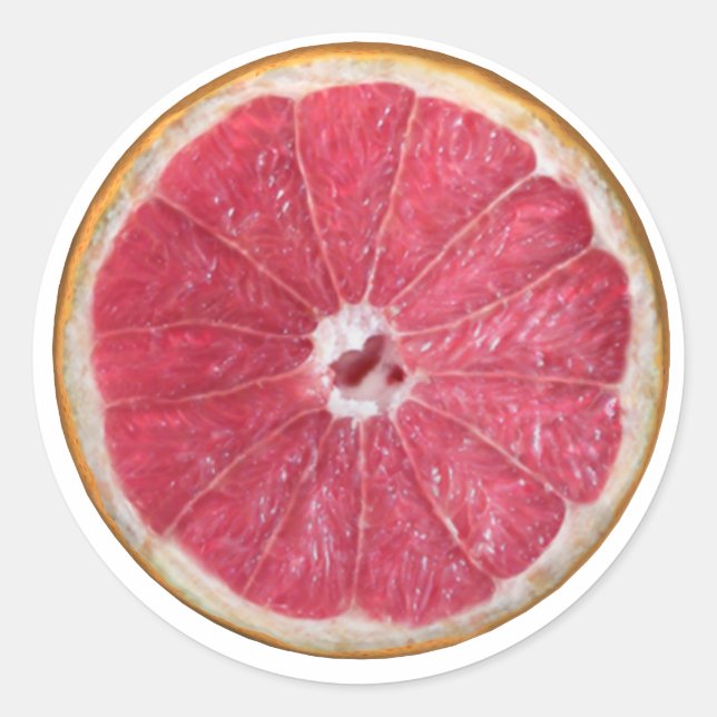 Pegatina Redonda Juicy Red Grapefruit (Anverso)