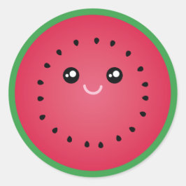 Pegatina Redonda Juicy Watermelon Slice Cute Kawaii Funny Foodie