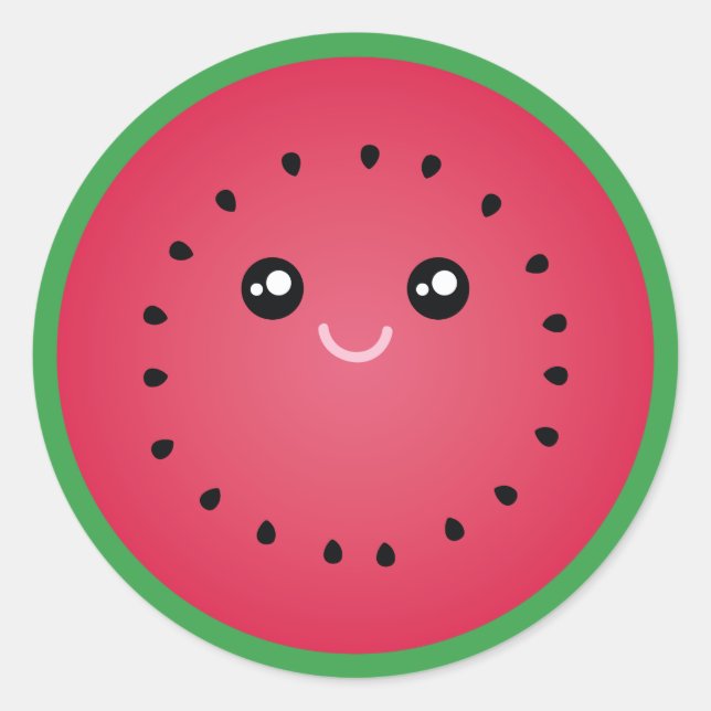 Pegatina Redonda Juicy Watermelon Slice Cute Kawaii Funny Foodie (Anverso)