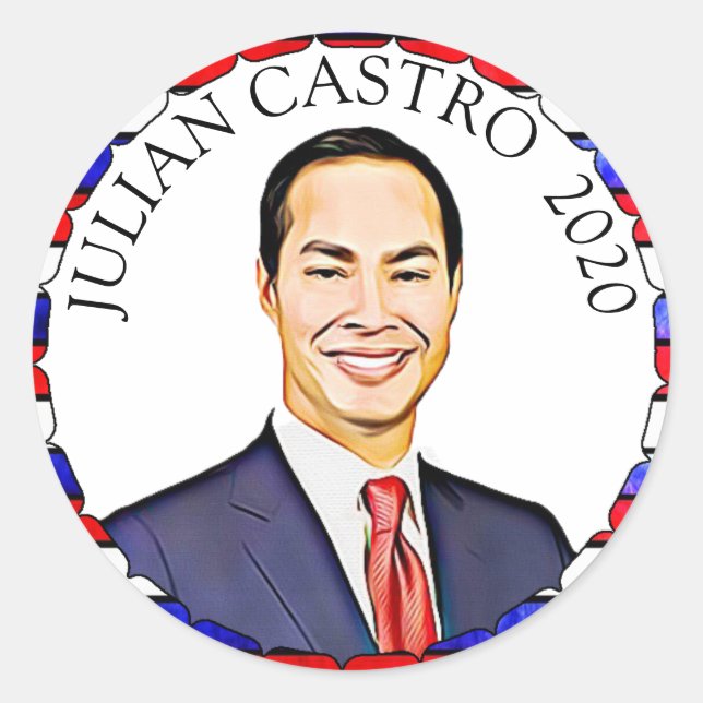Pegatina Redonda Julian Castro por el apoyo a las elecciones presid (Anverso)