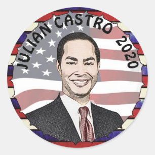 Pegatina Redonda Julian Castro por el apoyo a las elecciones presid