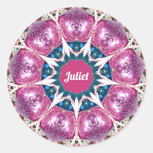 Pegatina Redonda JULIET ~ Modelo abstracto brillante ~ Personalizad (Anverso)