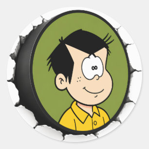 Pegatina Redonda Julius Breaking Through Wall Classic Round Sticker
