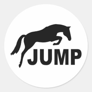 Pegatina Redonda JUMP con jumping de caballo