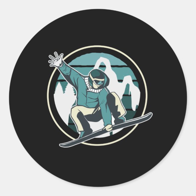 PEGATINA REDONDA JUMP DE SNOWBOARD (Anverso)
