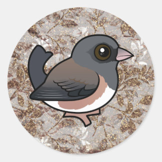 Pegatina Redonda Junco de ojos oscuros (de lado rosa)