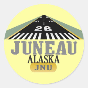 Pegatina Redonda Juneau Alaska - Aeródromo