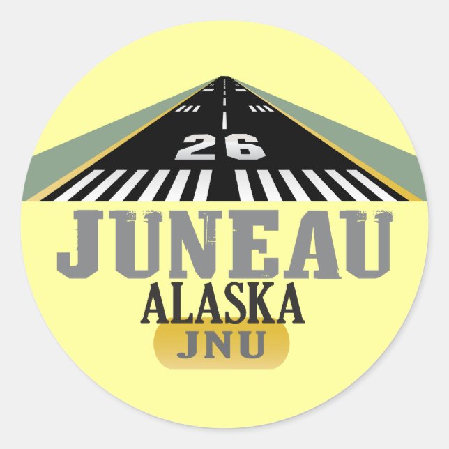 Pegatina Redonda Juneau Alaska - Aeródromo (Anverso)