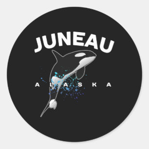 Pegatina Redonda Juneau Alaska Orca Ballena Asesina Observación Cam