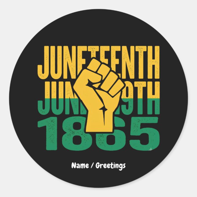 Pegatina Redonda Juneteenth 1865 19 de junio Gráfico de Liber (Anverso)