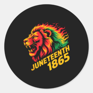Pegatina Redonda Juneteenth 1865 león rasta