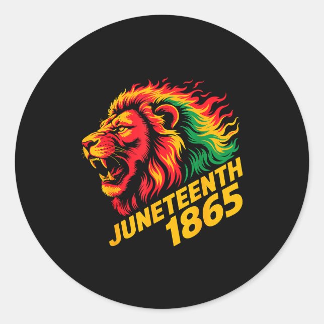 Pegatina Redonda Juneteenth 1865 león rasta  (Anverso)