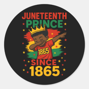 Pegatina Redonda Juneteenth 1865 Niños Niño Dabbing Príncipe Afro B