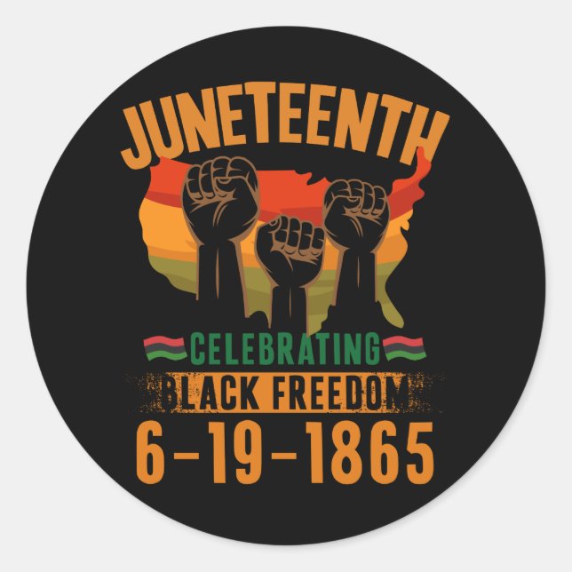 Pegatina Redonda Juneteenth Celebrating Black Freedom 186 African (Anverso)