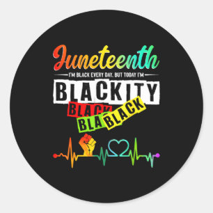 Pegatina Redonda Juneteenth latinidad latido corazón historia negra