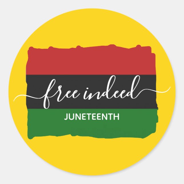Pegatina Redonda JUNETEENTH Moderno Libre de Verdad (Anverso)