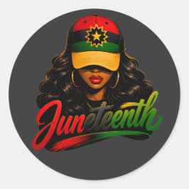 Pegatina Redonda Juneteenth Mujeres Negras Afro Melanina Libertad 1