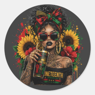 Pegatina Redonda Juneteenth Mujeres Negras Historia Afroamericana