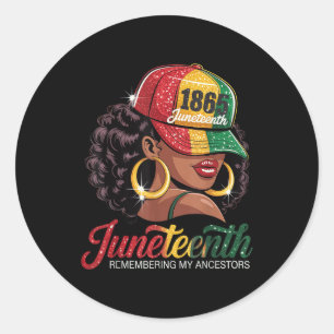 Pegatina Redonda Juneteenth Mujeres Negras Niñas Recordando a Mis A